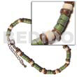 Philippine Anklets Green 4-5mm Coco Heishe W/ Nat. Brown/bleach 4-5mm Coco Pklt. Alt.