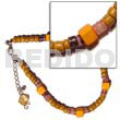 Philippine Anklets Mustard 4-5mm Coco Pklt. /hammershell Heishe Alt. W/ Yellow Wood Cube Combi