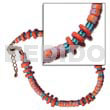 Philippine Anklets 4-5mm Orange Coco Pklt. W/ Orange 4-5mm Coco Splashing & Blue Glass Beads Combi
