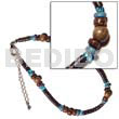 Philippine Anklets 2-3mm Black Coco Heishe W/ Blue/nat. Brown/wood Beads/glass Beads Combi