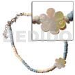 Philippine Anklets Pastel Blue/bleach 2-3mm Coco Pklt. W/ 15mm Mop Flower