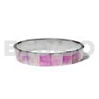 Philippine Bracelets Bangles Laminated Pink Hammershell In 1/2 Inch Stainless Metal / 65mm In Diameter
