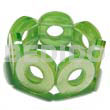 Philippine Bracelets Bangles 30mm Capiz Shell Rings ( 7mm Thickness ) W/ 10mm Inner Hole In Clear Neon Green Resin Elastic Bangle