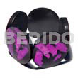 Philippine Bracelets Bangles 50mm Round Black Resin ( 6mm Thickness ) W/ Laminated Crushed Lavender Capiz Shells Elastic Bangle