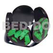 Philippine Bracelets Bangles 50mm Round Black Resin ( 6mm Thickness ) W/ Laminated Crushed Green Capiz Shells Elastic Bangle
