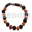 Philippine Bracelets Bangles Black Buri Beads W/ Red Corals Alternate