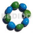 Philippine Bracelets Bangles Elastic 8 Pcs. Kukui Nuts Bracelet / Bright Blue & Green Combi