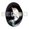Philippine Brooches Inlaid Pawa Dolphin Brooch W/ Oval Black Tab And Resin