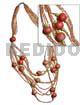 Graduated Necklaces 5 Rows Graduated Multilayered Golden Brown Glass Beads W/ 20mm Round Wood Beads/pearl Accent / Reddish Brown Tones / 32 In