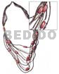 Graduated Necklaces 5 Rows Graduated Multilayered Glass Beads W/ Twisted Wood Beads / Old Rose Tones / 32 In