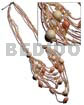 Graduated Necklaces 5 Rows Graduated Multilayered Creme Glass Beads W/ Wrapped And Buffed Bleached Wood Beads Accent / Cr�me And Peach Tones / 32 In