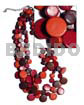 Graduated Necklaces 3 Layers 10mm And 15mm Alt. Orange/red/brown Coco Sidedrill