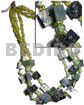 Graduated Necklaces 3 Rows Mint Green Hammershell 12mm Chips W/ Skin And Glass Beads Combi