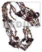 Graduated Necklaces 4 Layers Glass Beads W/ Black Vertagus Shells & Hammershell Sq. Cut Combi / 18 In.