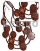 Graduated Necklaces 3 Graduated Layers 16in/17/in/18in Brown Cut Beads W/ 15 Pcs. Round Polished Flat Coco Tiger Combi