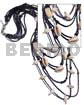 Graduated Necklaces 8 Layers Black Glass Beads In Graduated Layers W/ Sigay Shell, White Rose And Nat. White Wood Slidecut Accent / 32 In