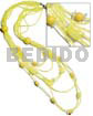 Graduated Necklaces 8 Layers Pastel Yellow Glass Beads In Graduated Layers W/ Nangka Wood Beads,, Round Capiz, And White Rose Accent / 32 In