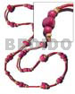 Long Endless Necklaces Pink Wood Beads In 2-3mm Red Coco Heishe Neckline / 36 In
