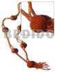 Long Endless Necklaces 2 Rows Tassled Orange Glass Beads W/ Wood Beads Combi / 36 In.