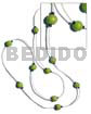 Long Endless Necklaces Single Row White Glass Beads W/ Wood Beads Combi / 40 In.