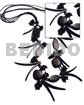 Long Endless Necklaces Black Tones/ 5 Layers Wax Cord W/ Glass Beads, 2in. Coco Tusk, Asstd. Cuts Nat. Wood Beads / 32 In.