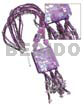 Long Endless Necklaces 4 Rows Glass Beads, 2-3mm Coco Pklt W/ Stone Nuggets, 2 Pcs. Rectangular 20mmx15mm Hammershell Blocking W/ Tassled 55mm Square Hammershell Blocking Pendant / Lilac Tones / 22in Plus 2.5in Tassles