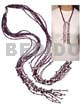 Scarf Necklaces Scarf Necklace - 7 Rows Violet Rainbow Cut Glass Beads W/ Tassled White Mongo Shells / 36 In.