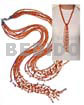 Scarf Necklaces Scarf Necklace - 7 Rows Orange Glass Beads W/ Tassled White Mongo Shells / 36 In.