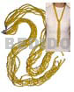 Scarf Necklaces Scarf Necklace - 7 Rows Yellow Glass Beads W/ Tassled White Clam / 36 In.