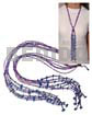 Scarf Necklaces Scarf Necklace - 7 Rows Pink/purple Cut Glass Beads W/ Tassled White Rose Shell In Blue / 46 In.