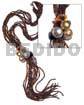 Scarf Necklaces Scarf Necklace / 7 Rows Golden/black Glass Beads W/ 18mm Brownlip Cracking/18mm Round Gold And Silver Wood Beads Adjustable Stopper / 40in.