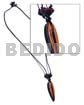 Surfer Jewelry 40mmx13mm Pointed Wooden Surfboard W/ Fin Pendant On Wax Cord W/ Wood Beads Accent