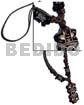 Surfer Jewelry Tribal Carved 40mmx18mm Wooden Shield Pendant W/ Coco Pklt/wood Beads Accent In Double Wax Cord / 23in.