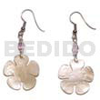 Philippine Dangling Earrings Dangling 30mm Hammershell Flower W/ Acrylic Beads