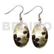 Philippine Dangling Earrings 35mm Oval Blacklip W/ Embossed Flower