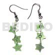 Philippine Dangling Earrings Dangling 10mm Pastel Green Triple Star Hammershell