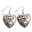 Philippine Dangling Earrings Dangling Heart 35mm Laminated Cowrie Tiger Shells W/ Black Resin Backing