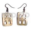 Philippine Dangling Earrings Dangling 20mmx30mm Rectangular Mop W/ Carved Tree Design