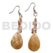 Philippine Dangling Earrings Dangling Brownlip Teardrop W/ Crystal Nuggets & Horn Beads