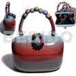 Native Bags Collectible Handcarved Laminated Acacia Wood Handbag / Sarah Rainbow / 7inx4 3/4inx3 3/4in / Handle Ht: 3.5 In. / W/ Black Satin Inner Lining
