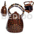 Native Bags Collectible Handcarved Laminated Acacia Wood Handbag / Bt Tortoise Natural/black/gold Combi 8inx7inx4in / Handle Ht: 5 In. / W/ Black Satin Inner Lining
