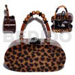Native Bags Collectible Handcarved Laminated Acacia Wood Handbag / Colton Tortoise Natural/black Combi 8.5inx3.5inx4in / Handle Ht: 4 In. / W/ Black Satin Inner Lining