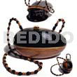 Native Bags Collectible Handcarved Laminated Acacia Wood Slingbag / Egg Natural /black Combi 7.7inx4 1/4inx 3 3/4in / Handle Length: 43 In. / W/ Black Satin Inner Lining
