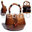 Native Bags Collectible Handcarved Laminated Acacia Wood Handbag / Canoe Natural / 8inx6inx3.5 In / Handle Ht: 4in. / W/ Black Satin Inner Lining