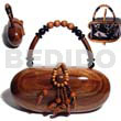 Native Bags Collectible Handcarved Laminated Acacia Wood Handbag / Capsule Natural 9inx4.5inx3in / Handle Ht: 4 In. / W/ Black Satin Inner Lining