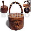 Native Bags Collectible Handcarved Laminated Acacia Wood Handbag / Carved Rafael Natural 5.5inx5.5inx4.5in / Handle Ht: 4 1/4in. / W/ Black Satin Inner Lining
