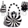 Native Bags Collectible Handcarved Laminated Acacia Wood Handbag / Kaleidoscope Polyurethane Black/white Combi / 6inx5.5inx4in / Handle Ht: 3.5 In. / W/ Black Satin Inner Lining