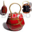 Native Bags Collectible Handcarved Laminated Acacia Wood Handbag / Jelou Natural W/ Red/gold Combi 6.5inx6 1/4inx4 1/4in / Handle Ht: 3in. / W/ Black Satin Inner Lining
