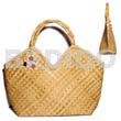 Native Bags Pandan V-bag/ 11x4 1/2x10 In / Handle 6 In. W/ Cowrie Sigay Shell Accent