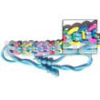Philippine Belts Multicolored Ring Coco Belt W/ Aqua Blue Cord